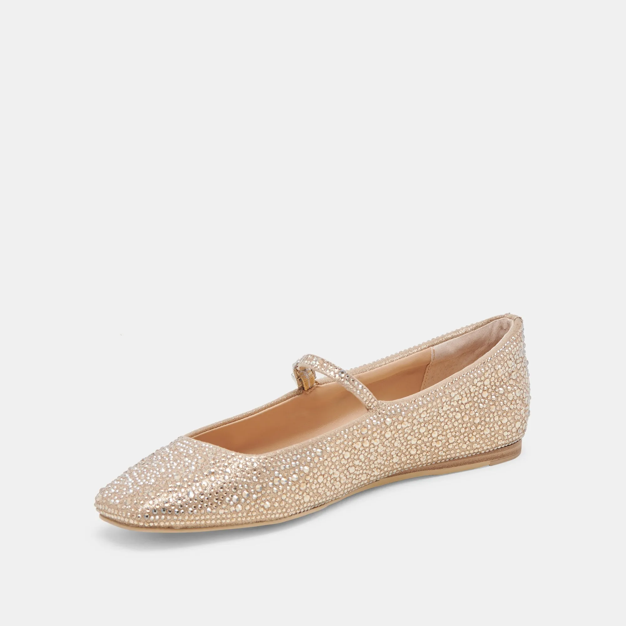 REYES CRYSTAL BALLET FLATS LIGHT GOLD CRYSTAL