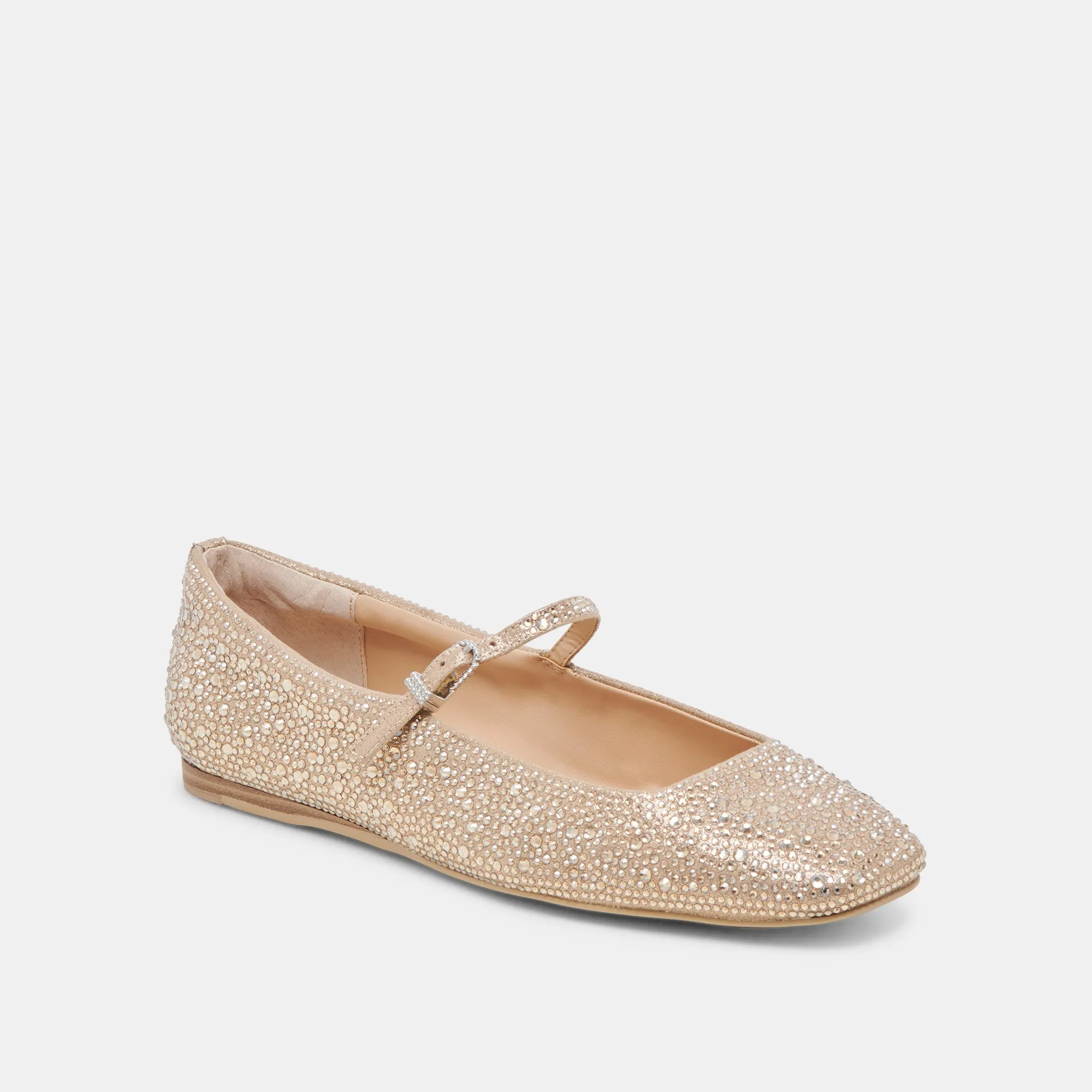 REYES CRYSTAL BALLET FLATS LIGHT GOLD CRYSTAL