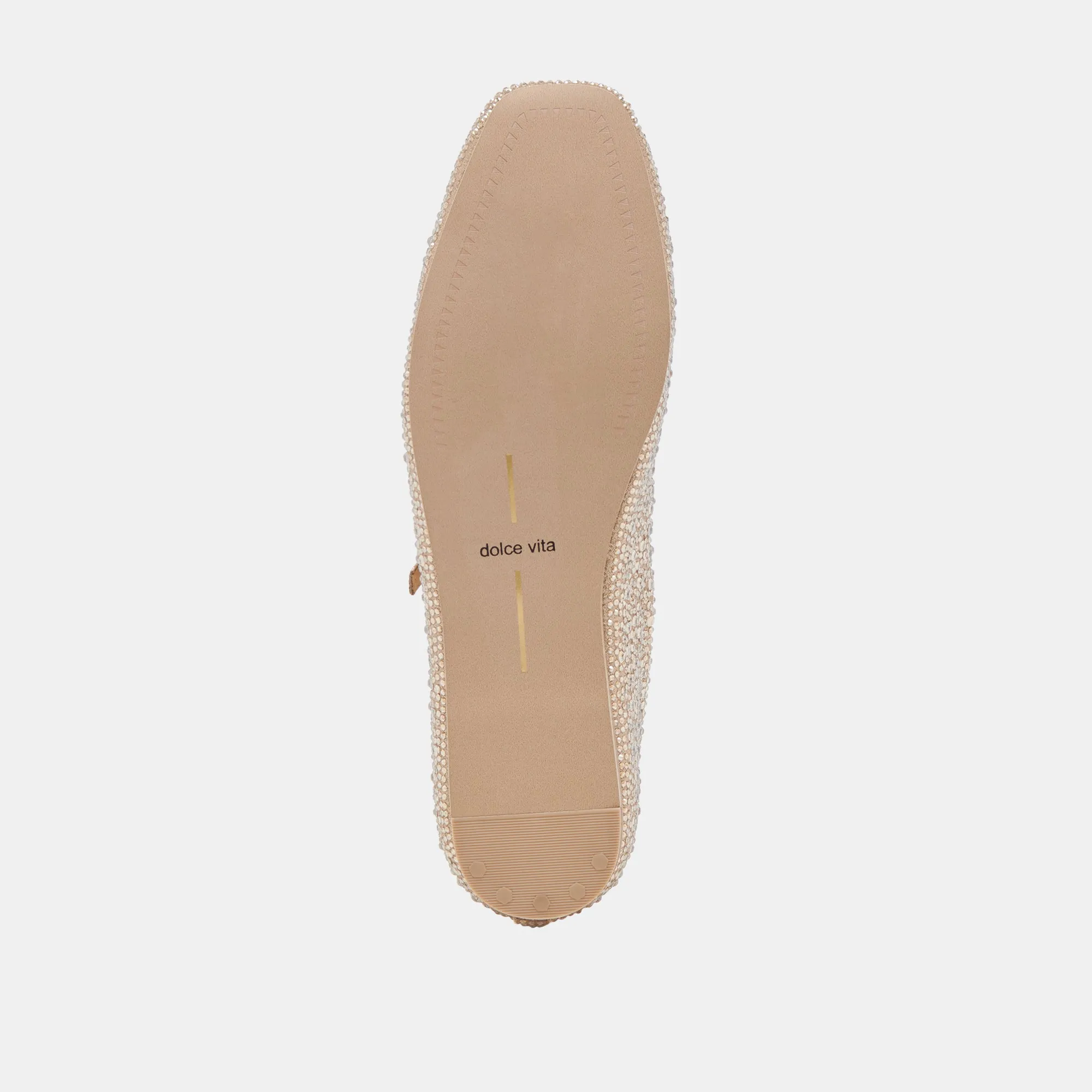 REYES CRYSTAL BALLET FLATS LIGHT GOLD CRYSTAL