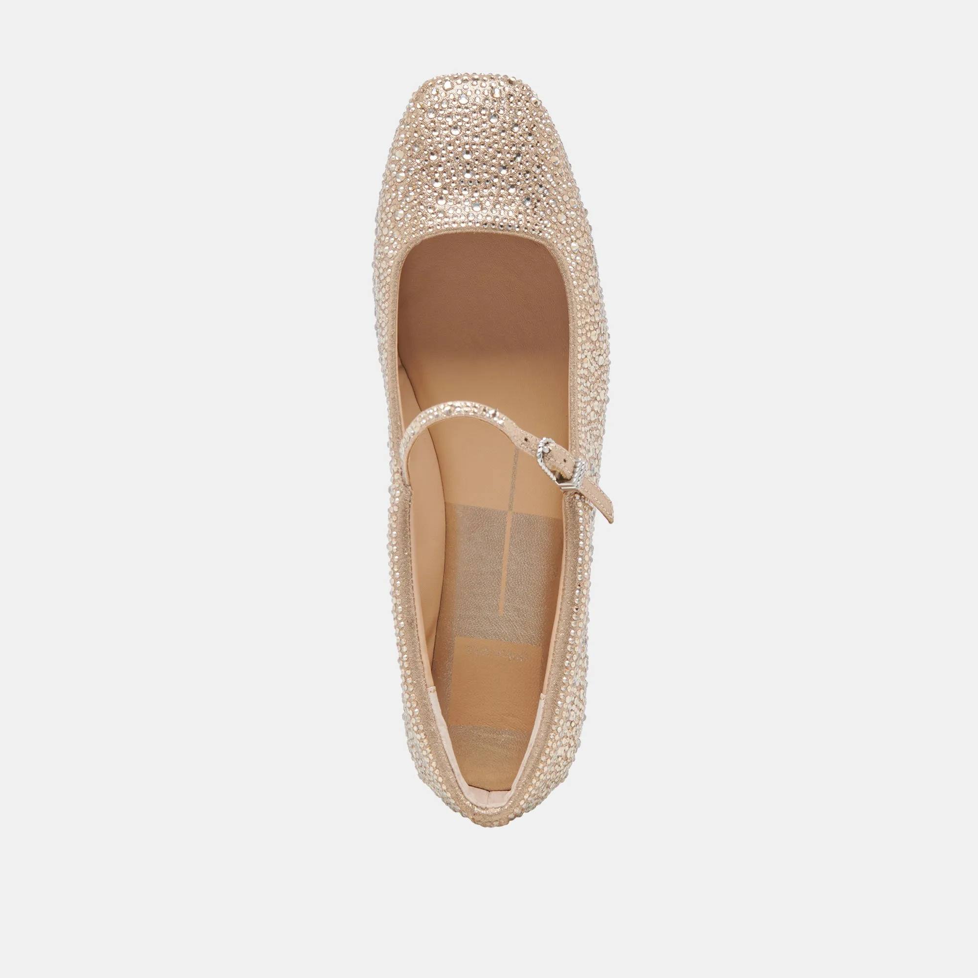 REYES CRYSTAL BALLET FLATS LIGHT GOLD CRYSTAL