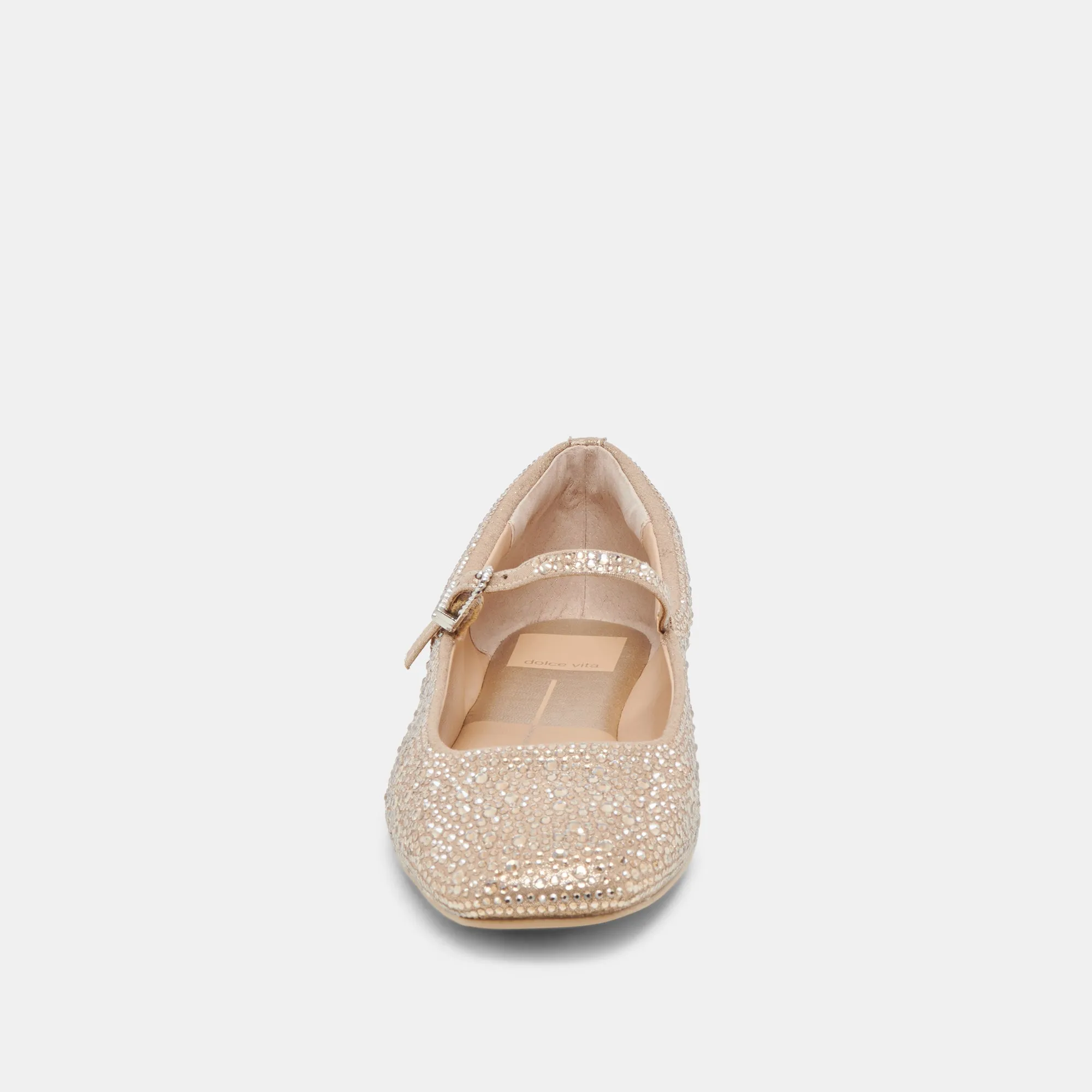 REYES CRYSTAL BALLET FLATS LIGHT GOLD CRYSTAL