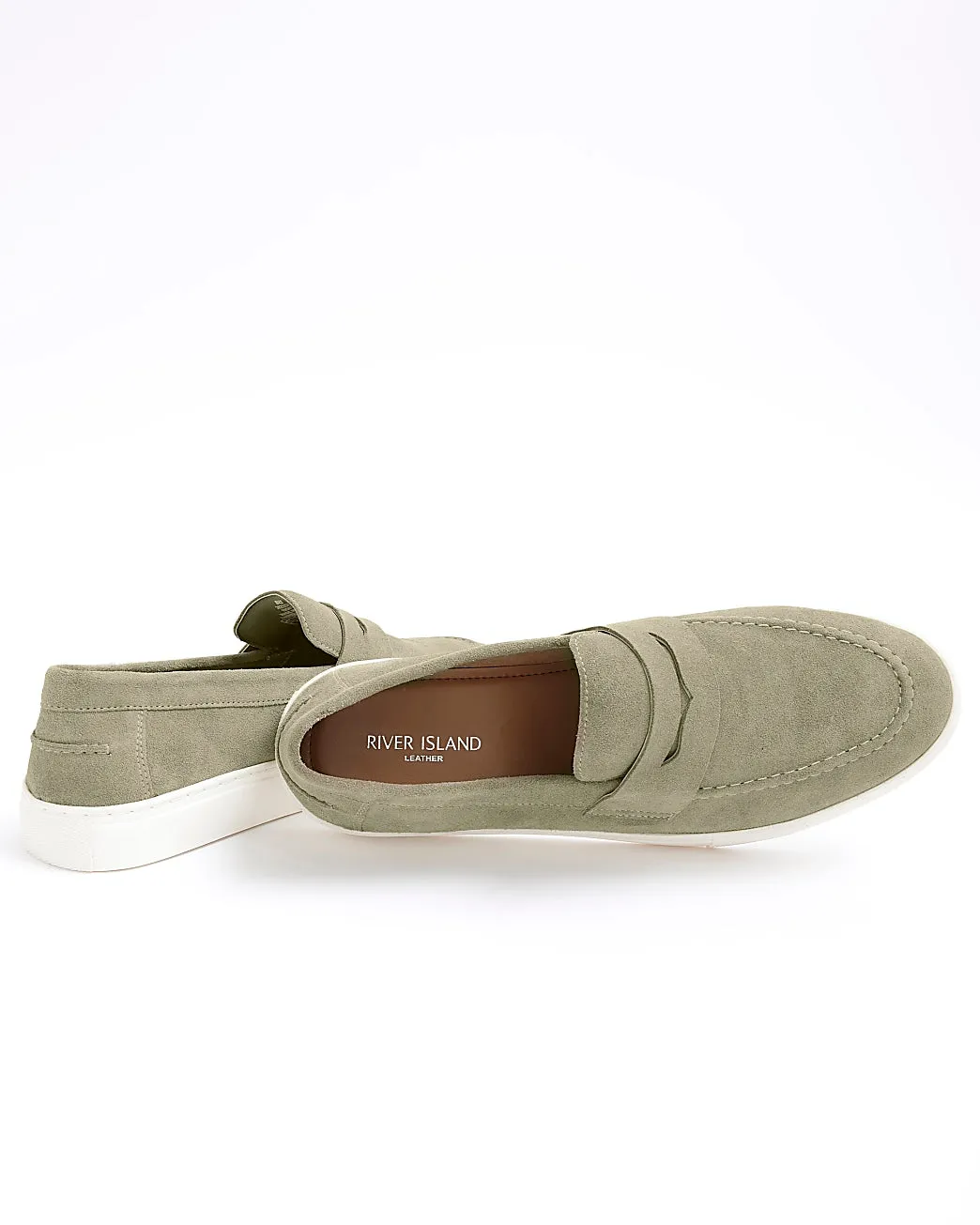 River Island Antigua Green Suede Mens Loafers