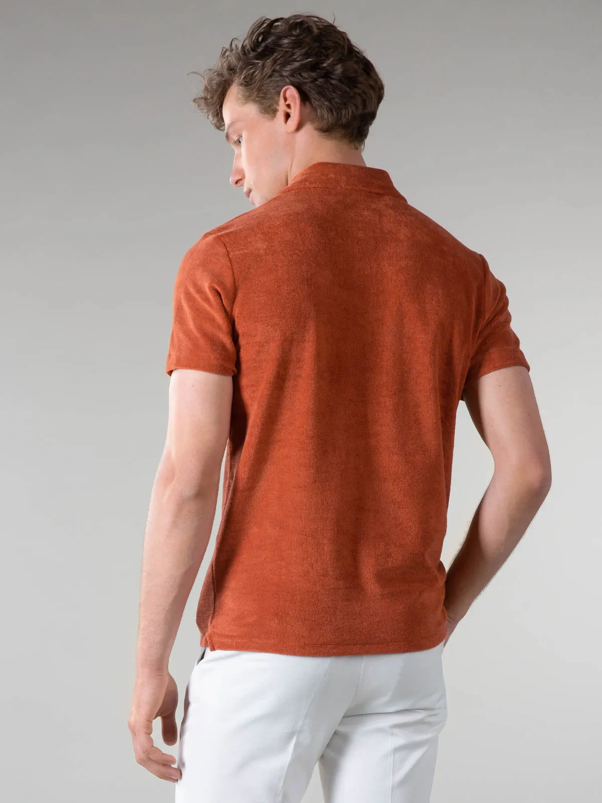 Rust Terry Towelling Polo Shirt