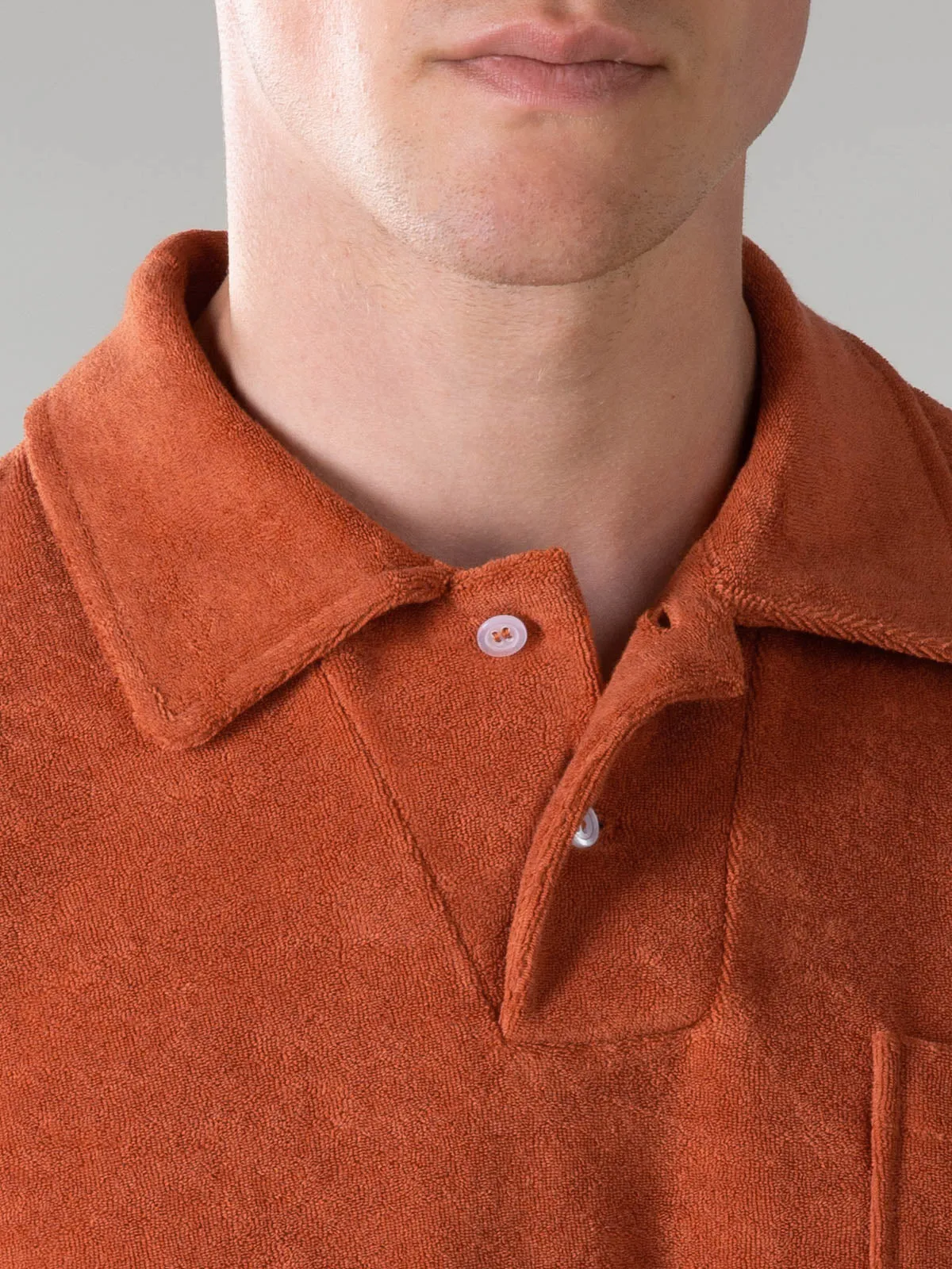 Rust Terry Towelling Polo Shirt