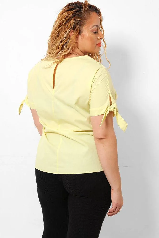 Short Ties Sleeves Yellow Top