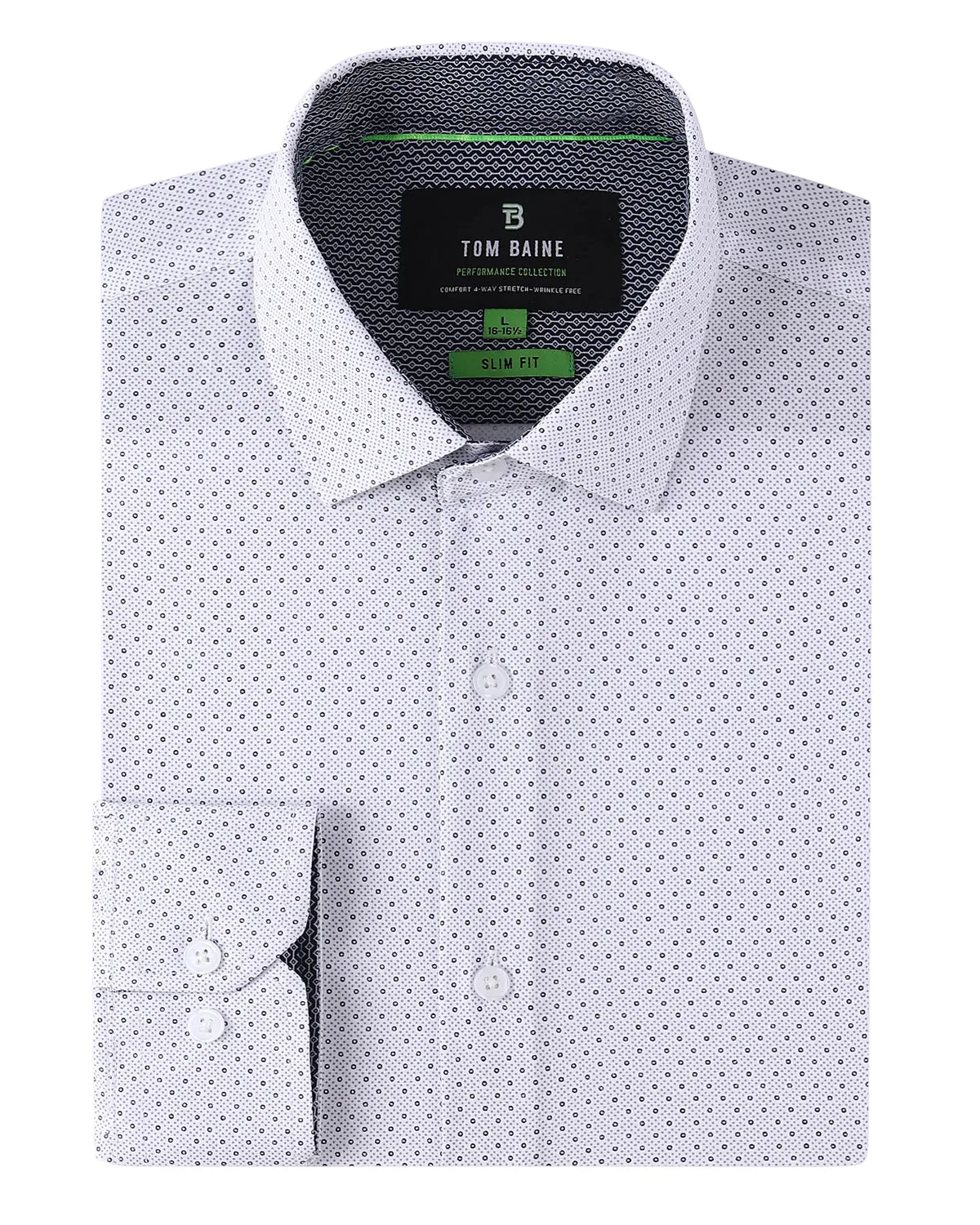 Slim Fit Performance Stretch Button-Up Shirt Gray White TB126