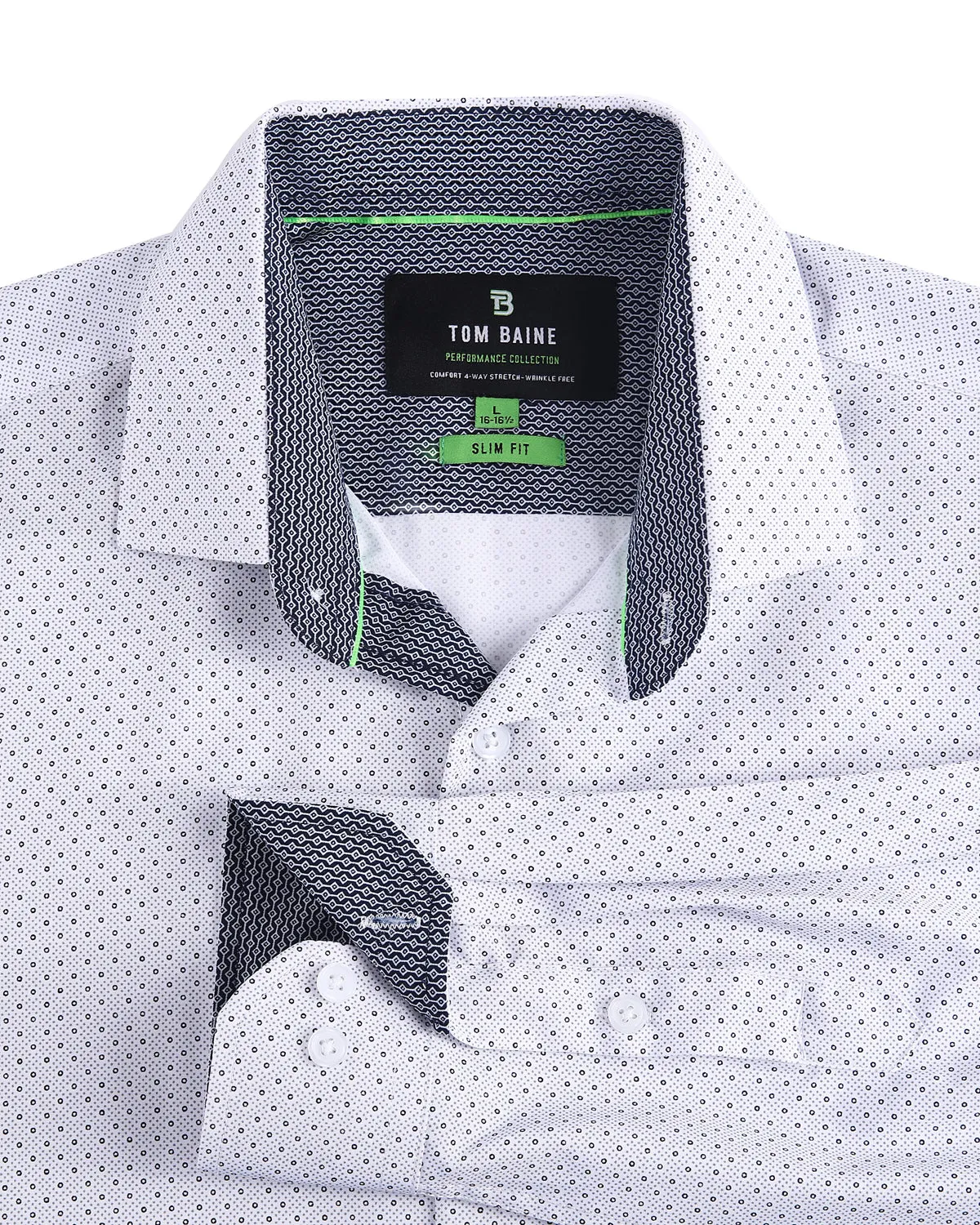 Slim Fit Performance Stretch Button-Up Shirt Gray White TB126