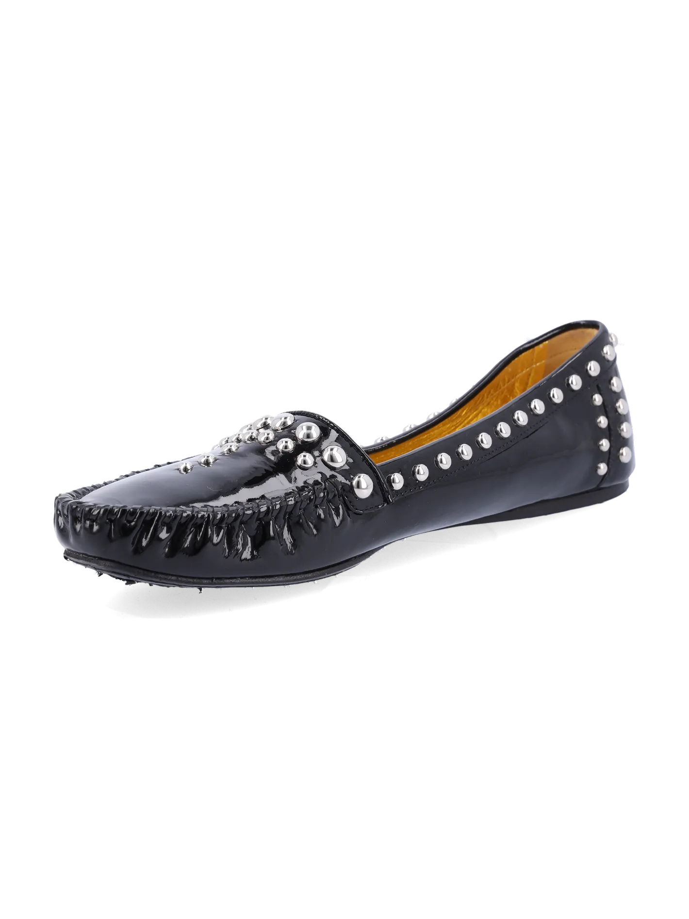 studded patent leather loafers