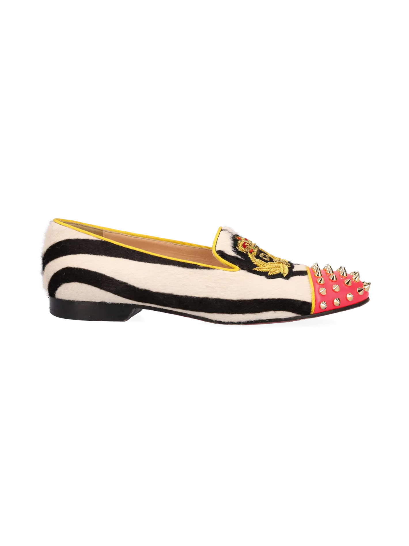 studded zebra print calf hair loafers