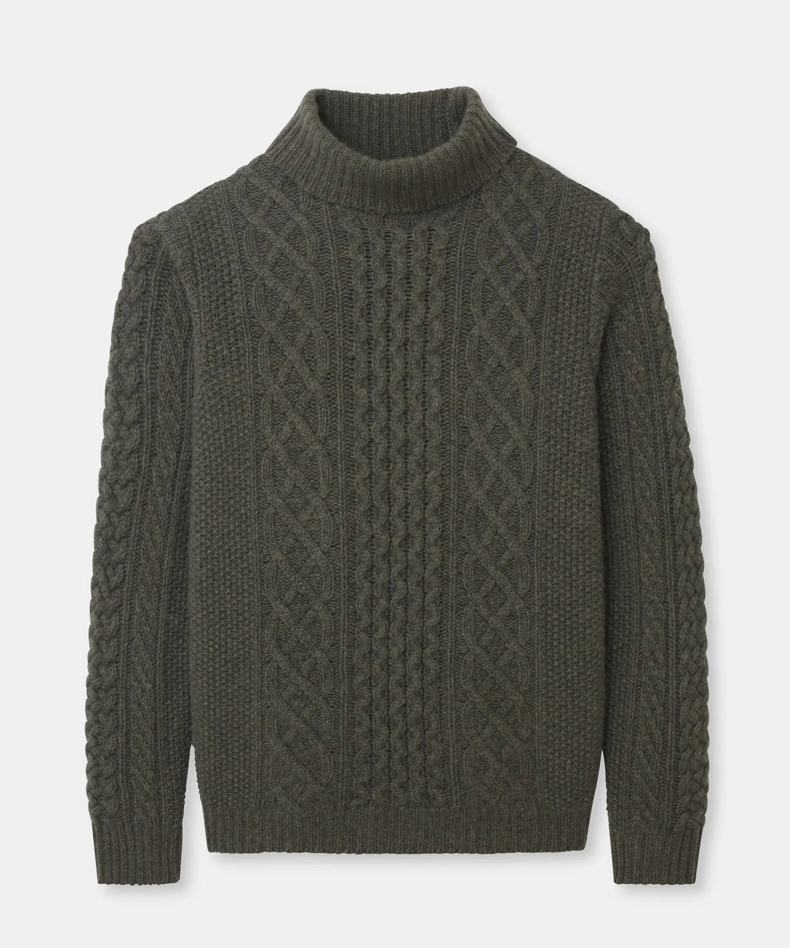 Super Luxe Cashmere Fisherman Cable Turtleneck