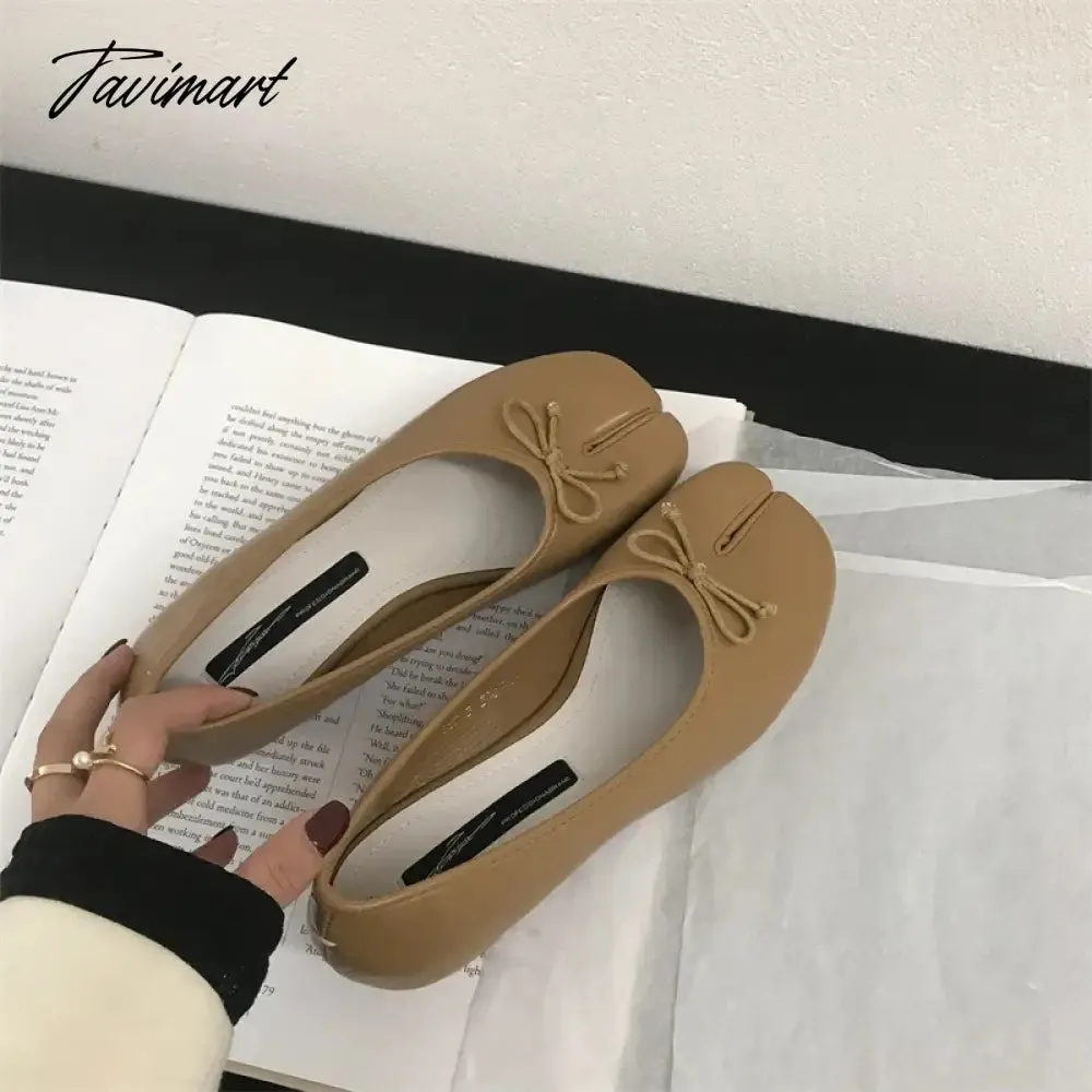 Tavimart New Women Split Toe Flats Shoes Slip on Microfiber Comfy Slippers Soft Bottom Loafers Solid Ladies Moccasins Zapatos Mujer