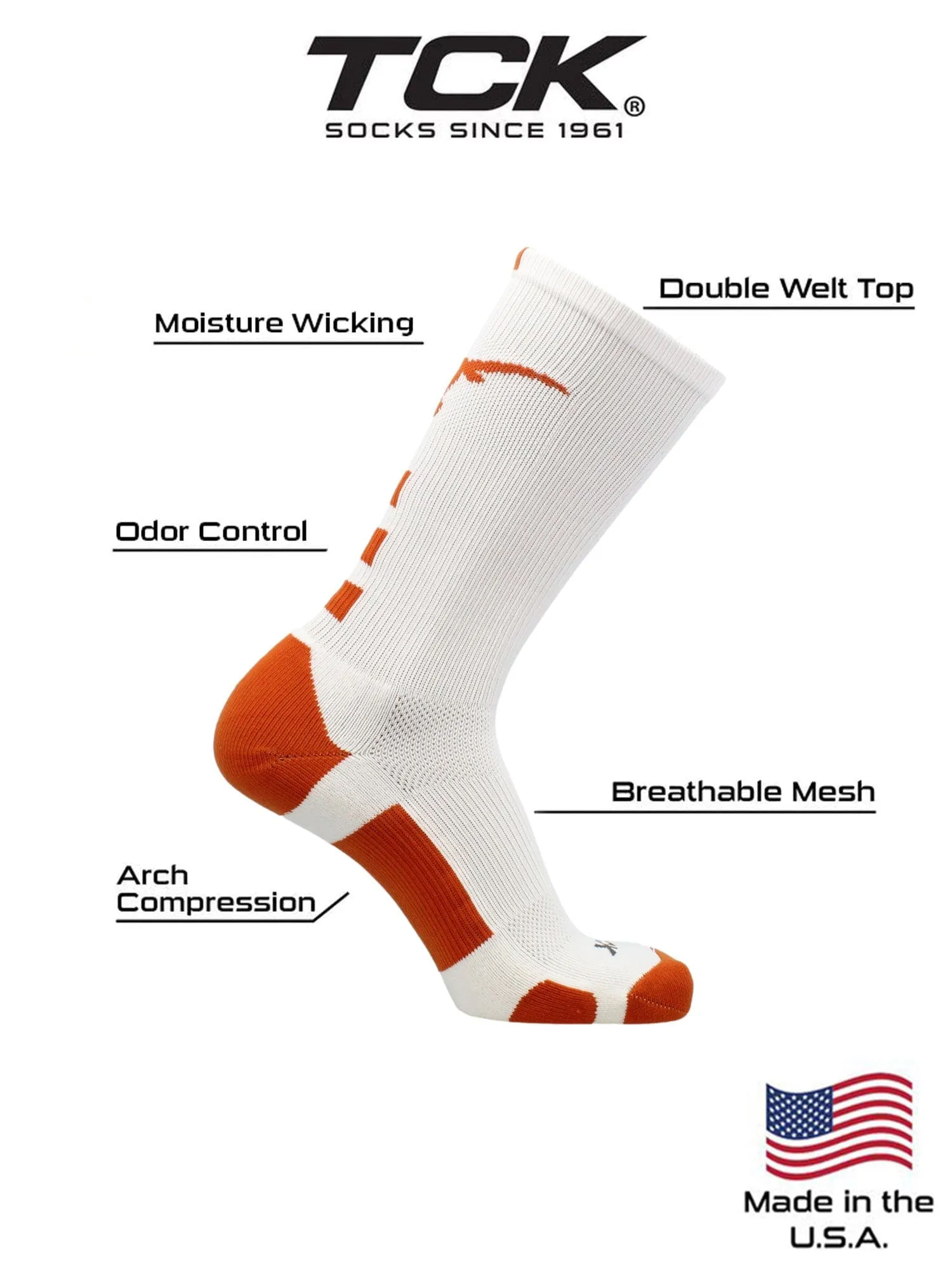 Texas Longhorns Baseline Crew Socks