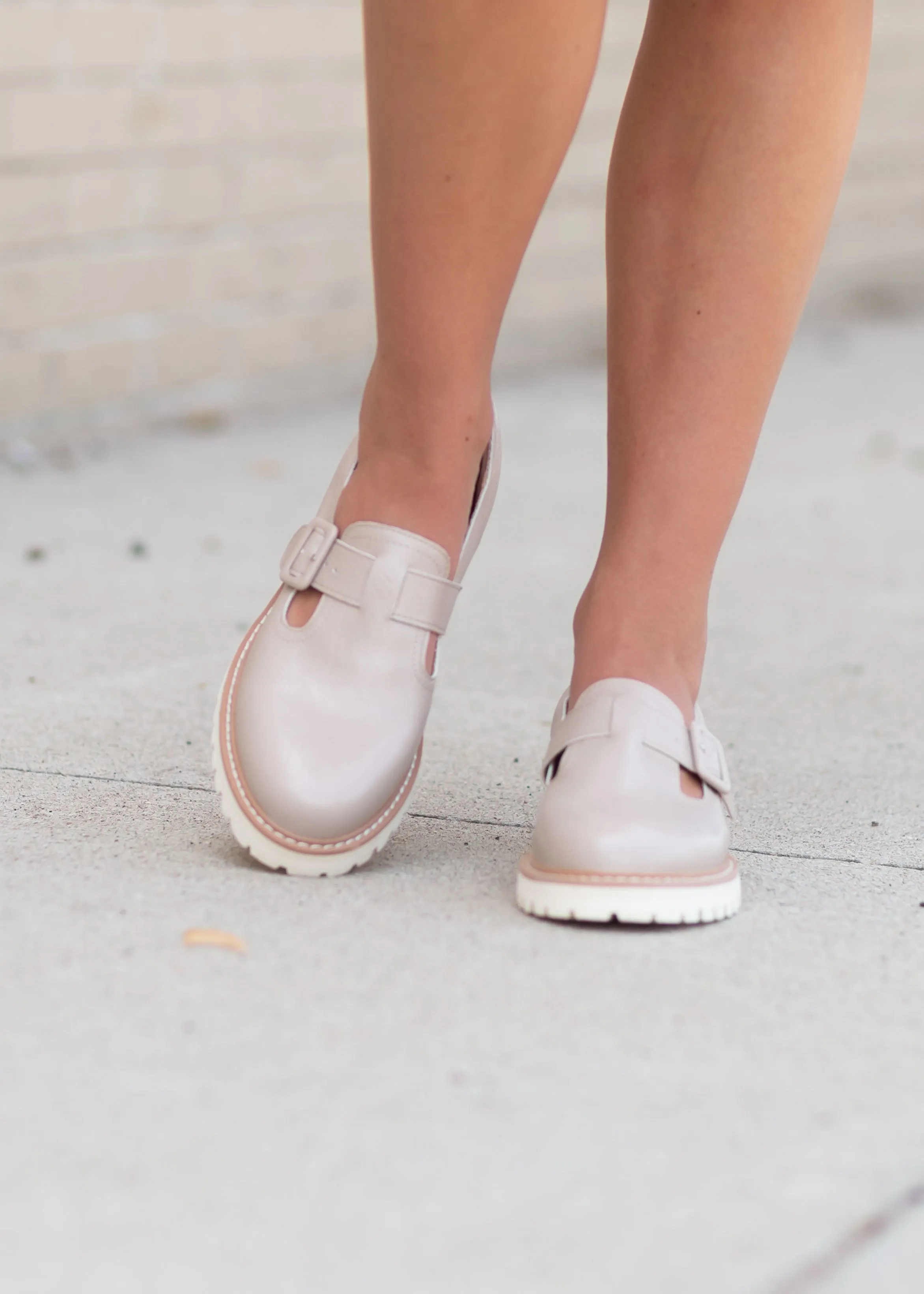 The Amelia Taupe Buckle Strap Loafers - FINAL SALE