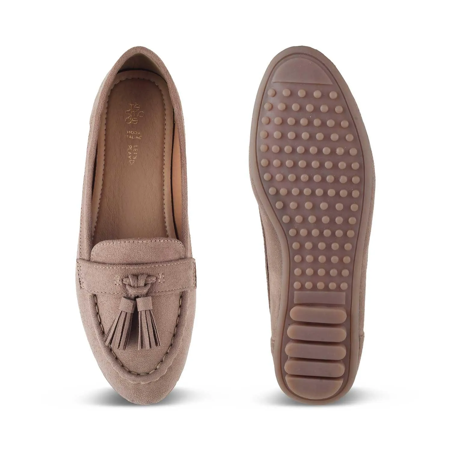 The Bonum Beige Women's Dress Tassel Loafers Tresmode