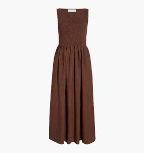 The Cosima Nap Dress - Chocolate Tonal Seersucker