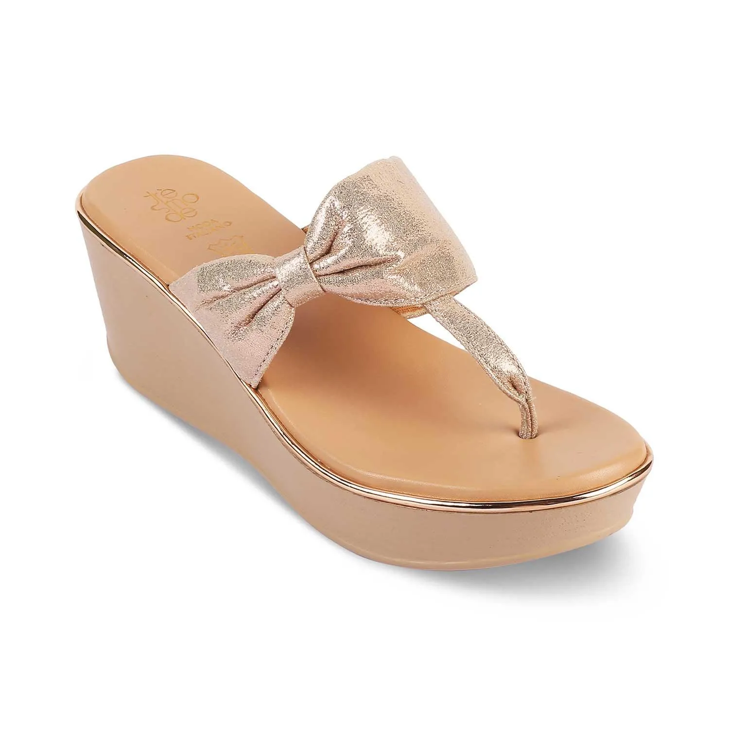 The Tryst Champagne Women's Dress Wedges Tresmode