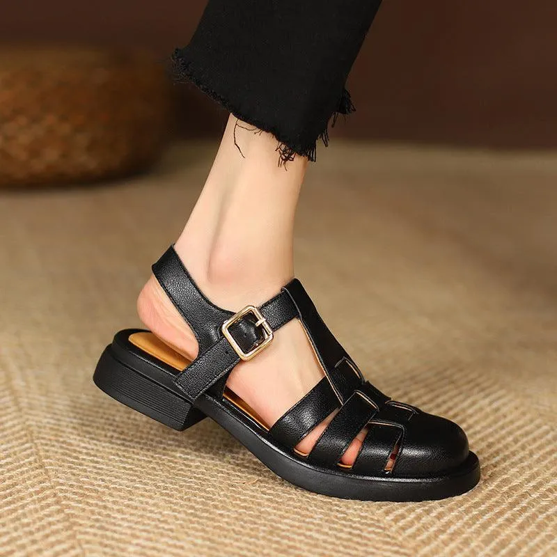 Thick Heel Round Toe Women's Roman Sandals