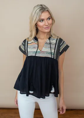 THML Multi Colored Embroidered Tassel Top