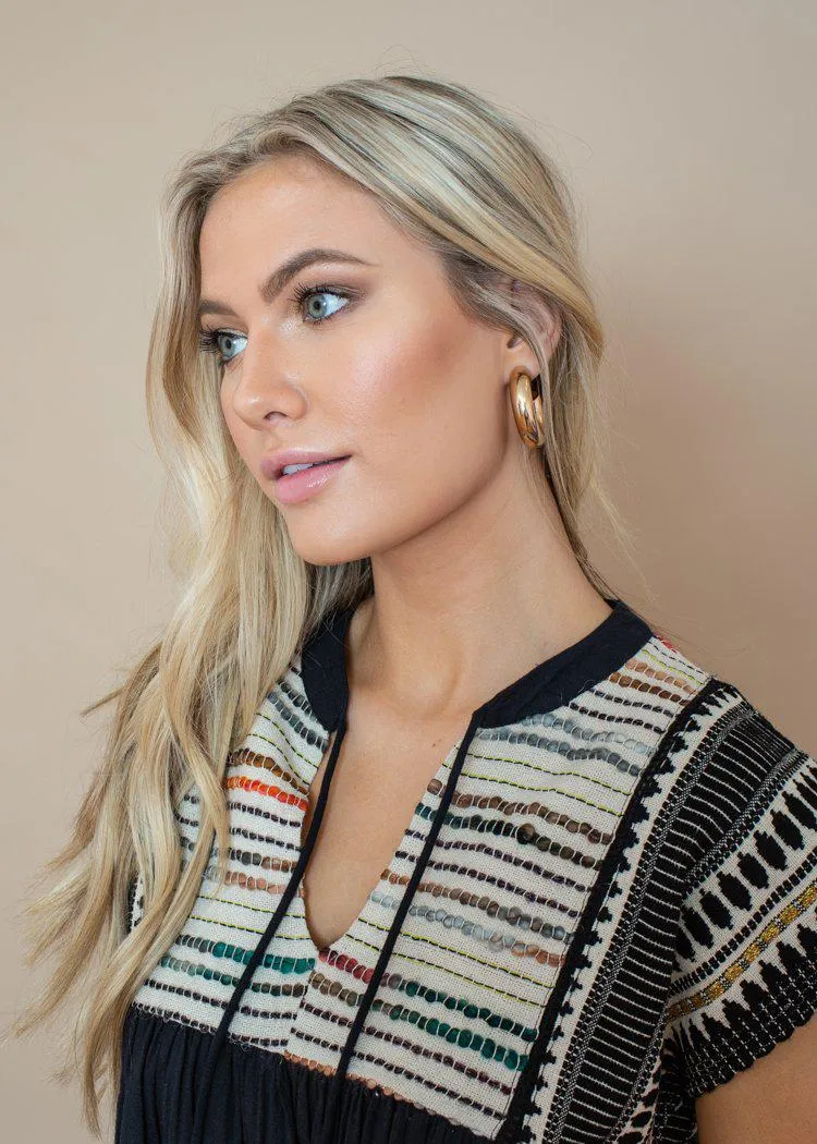 THML Multi Colored Embroidered Tassel Top