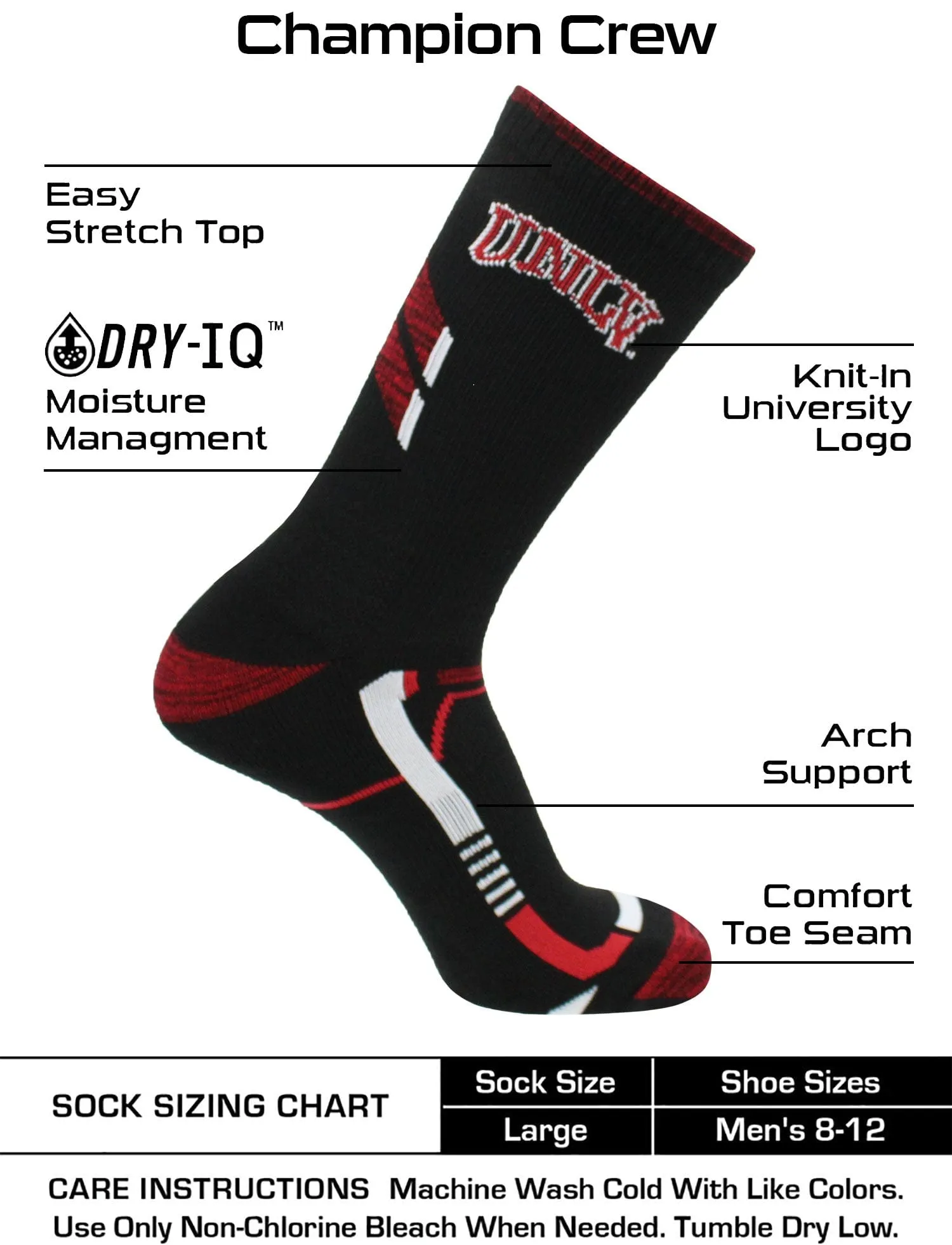 UNLV Rebels Socks University of Nevada Las Vegas Rebels Champion Crew Socks