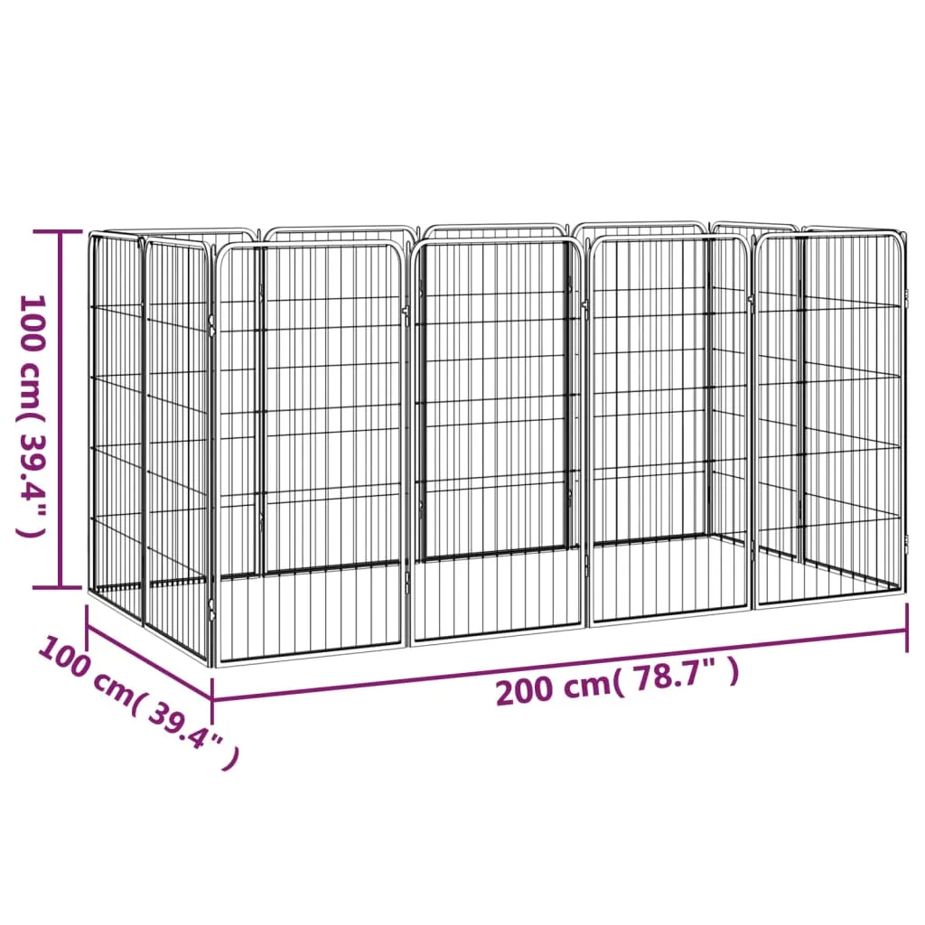 vidaXL 12-Panel Dog Playpen Black 50x100 cm Powder-coated Steel