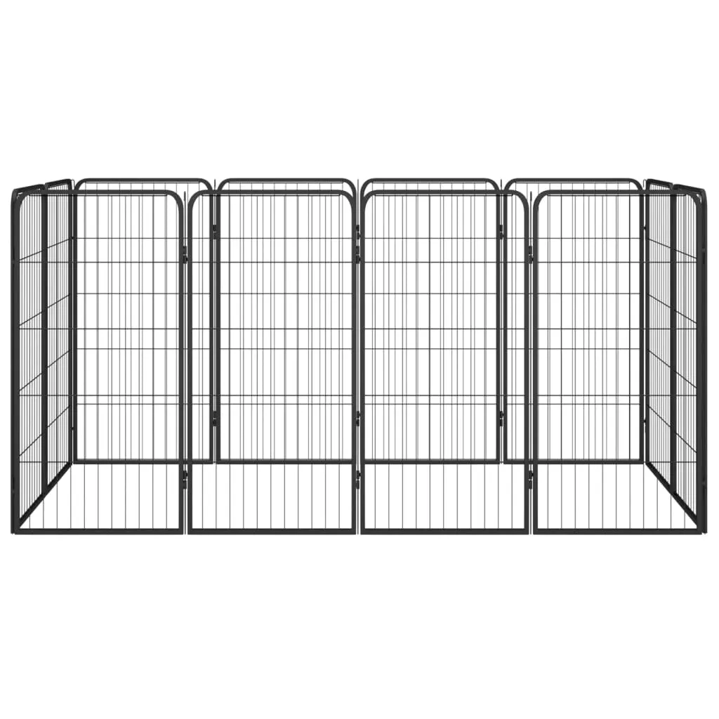 vidaXL 12-Panel Dog Playpen Black 50x100 cm Powder-coated Steel