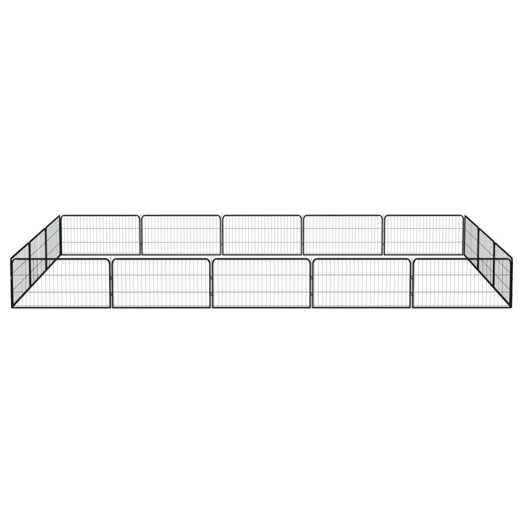 vidaXL 16-Panel Dog Playpen Black 100x50 cm Powder-coated Steel