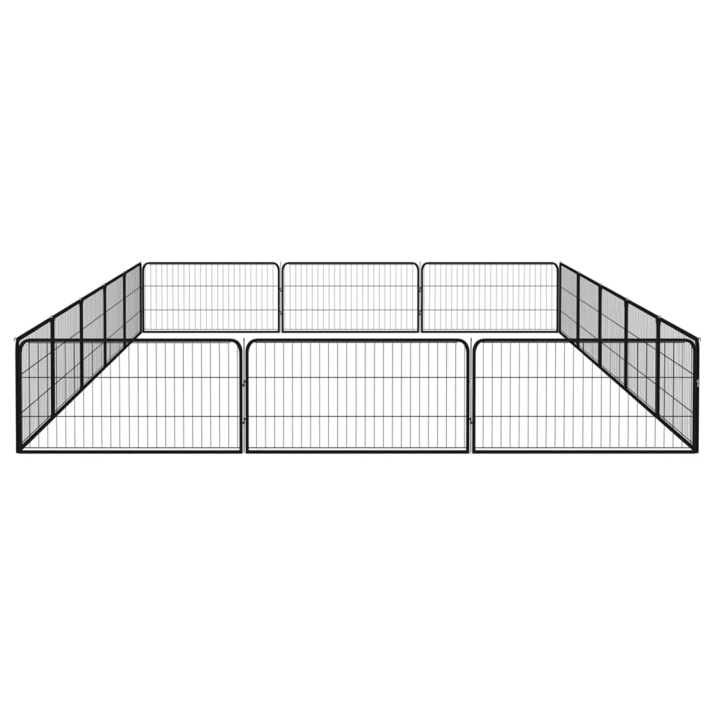 vidaXL 16-Panel Dog Playpen Black 100x50 cm Powder-coated Steel