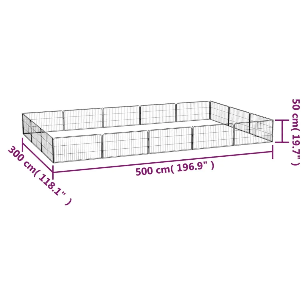 vidaXL 16-Panel Dog Playpen Black 100x50 cm Powder-coated Steel