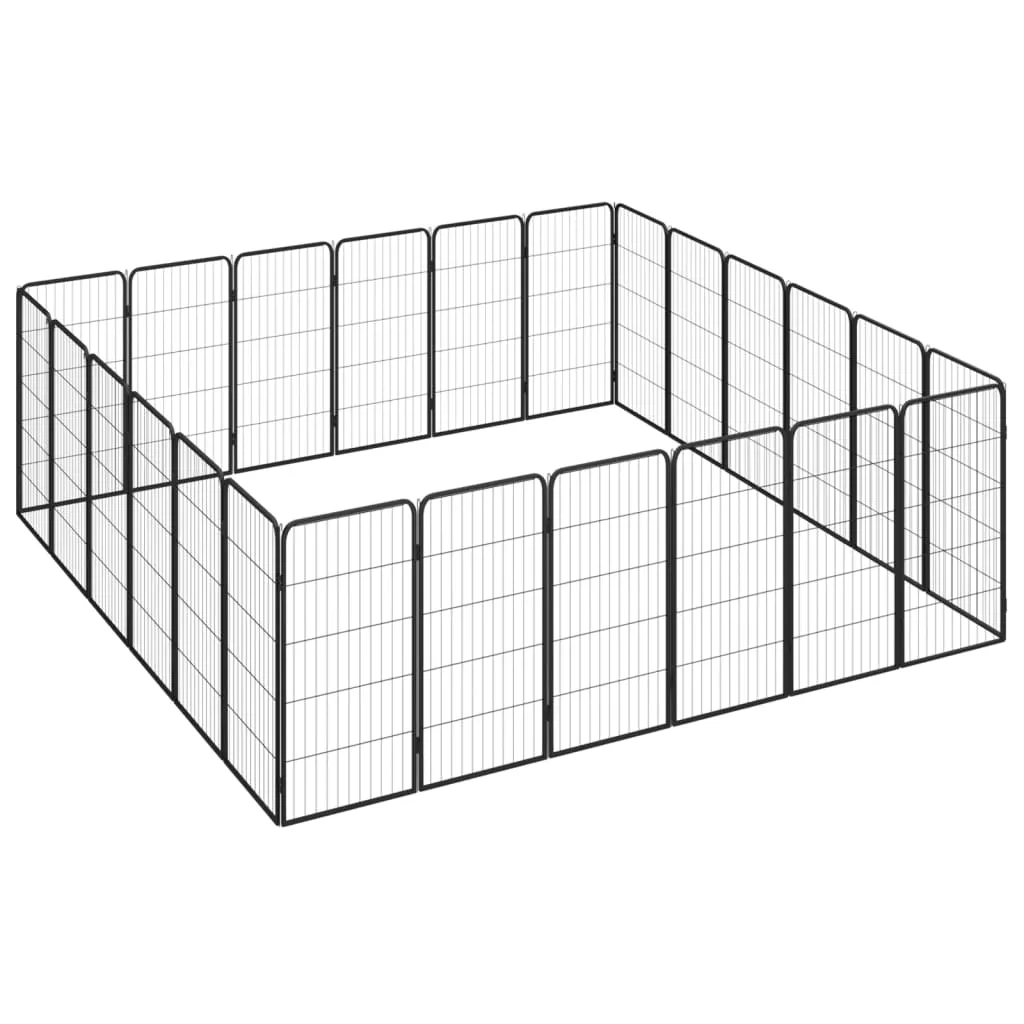 vidaXL 24-Panel Dog Playpen Black 50x100 cm Powder-coated Steel