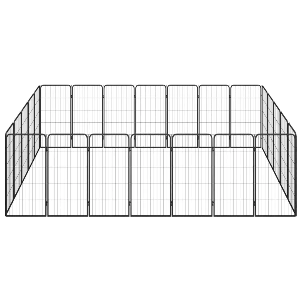 vidaXL 24-Panel Dog Playpen Black 50x100 cm Powder-coated Steel