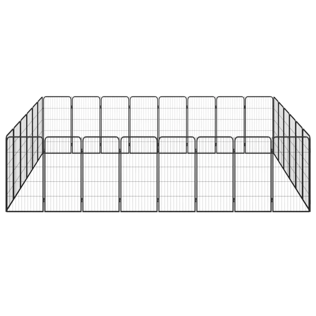 vidaXL 28-Panel Dog Playpen Black 50x100 cm Powder-coated Steel