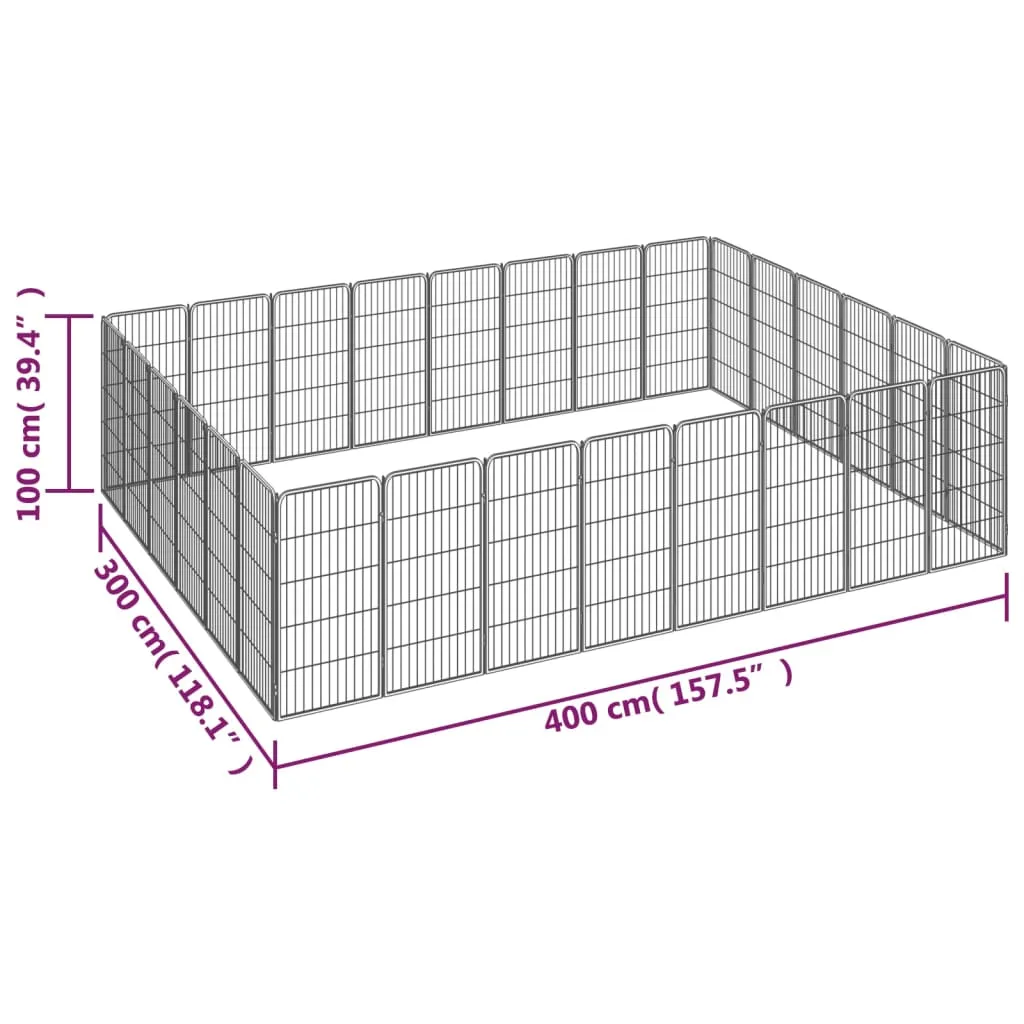 vidaXL 28-Panel Dog Playpen Black 50x100 cm Powder-coated Steel