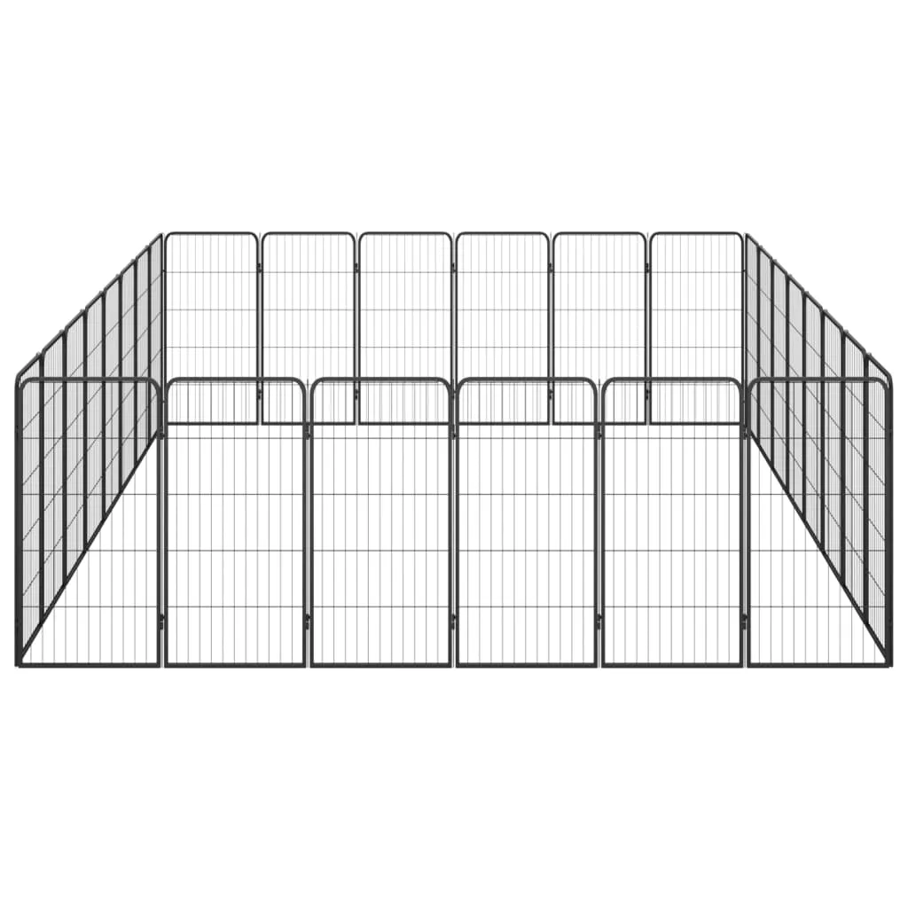 vidaXL 28-Panel Dog Playpen Black 50x100 cm Powder-coated Steel