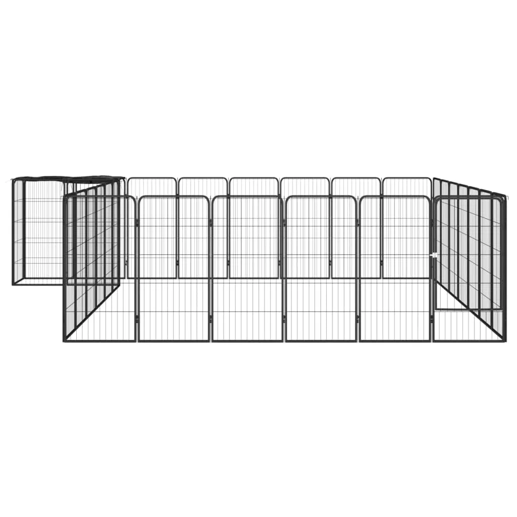 vidaXL 30-Panel Dog Playpen Black 50x100 cm Powder-coated Steel