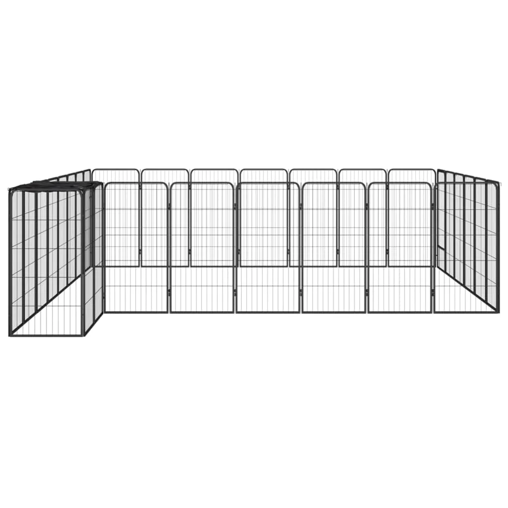 vidaXL 30-Panel Dog Playpen Black 50x100 cm Powder-coated Steel