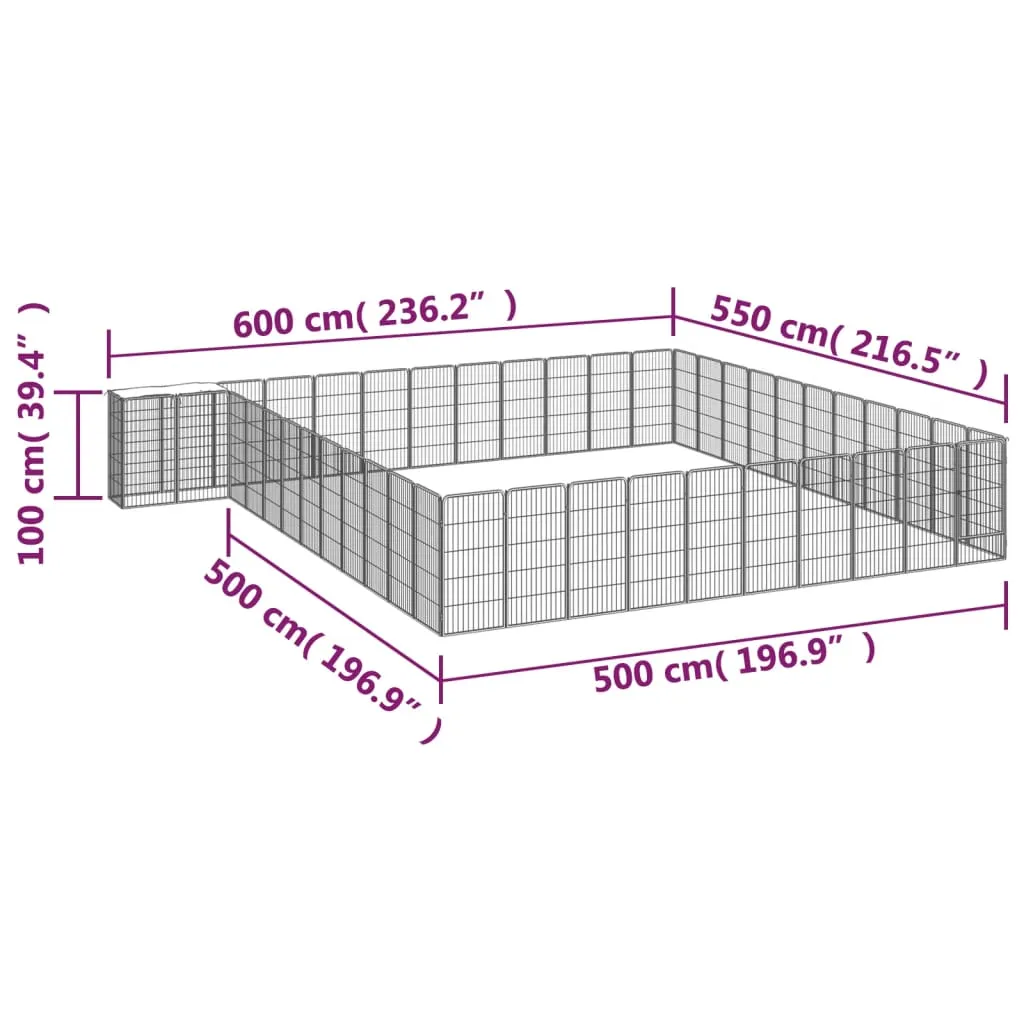 vidaXL 46-Panel Dog Playpen Black 50x100 cm Powder-coated Steel