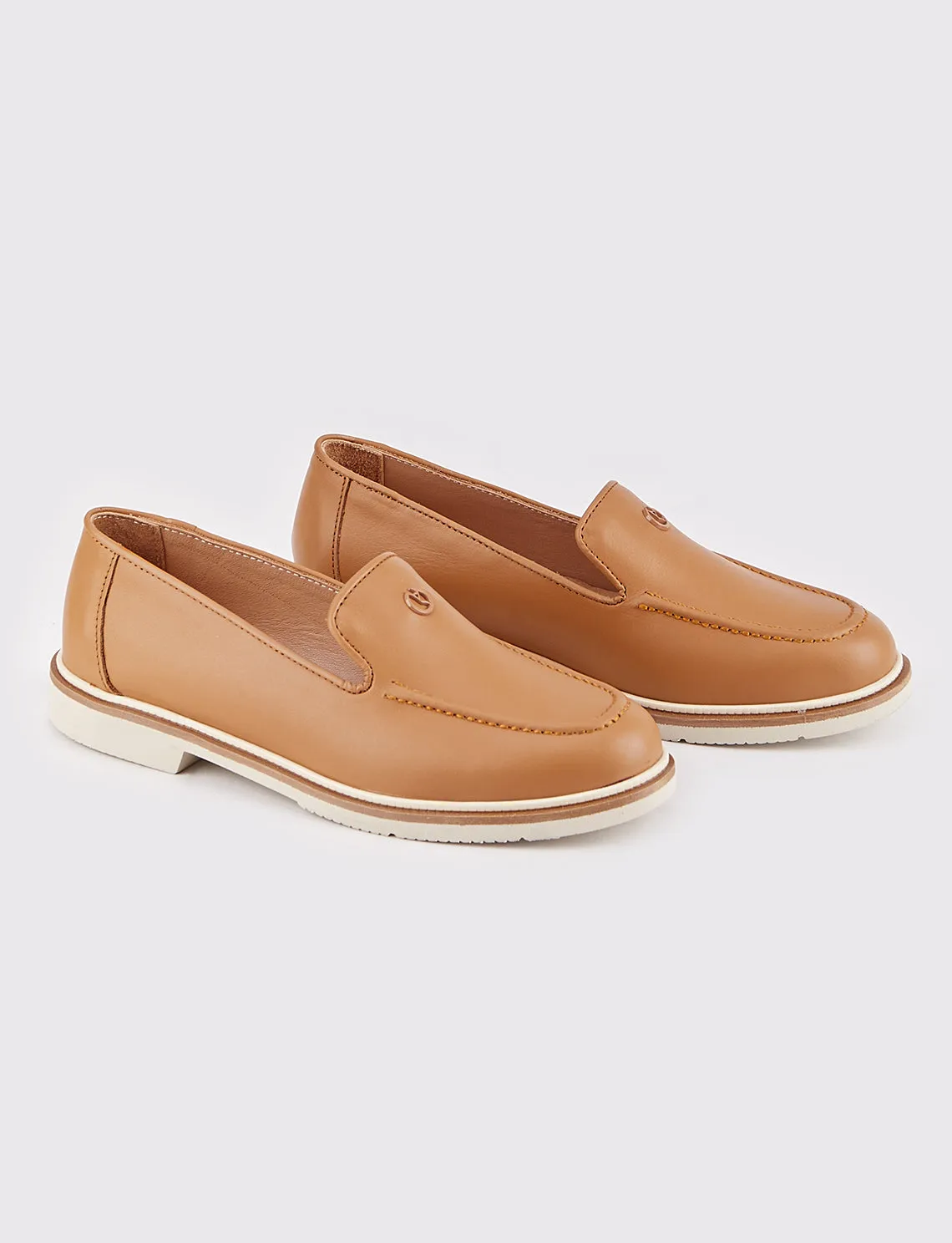 Women Tan Genuine Leather Loafers