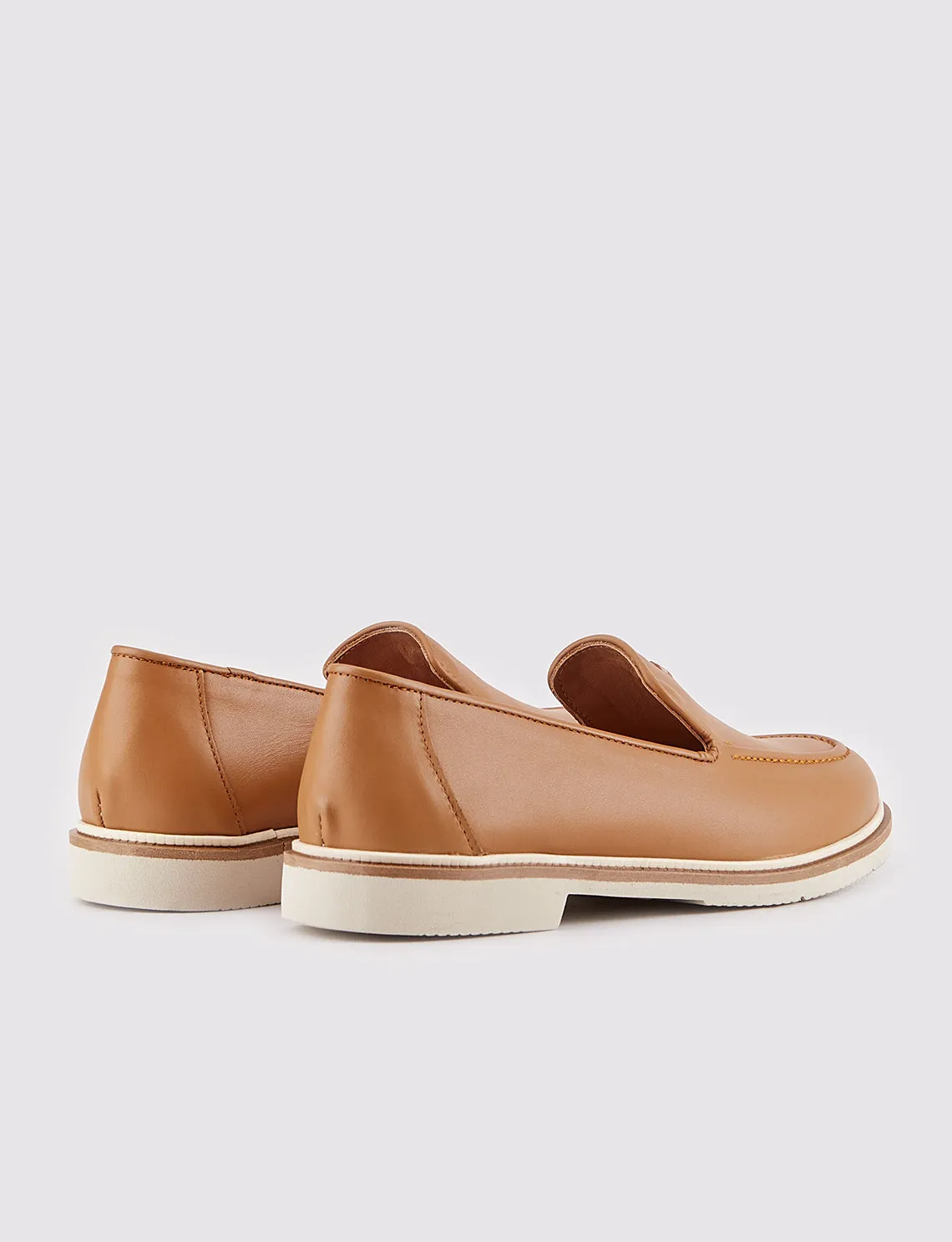 Women Tan Genuine Leather Loafers