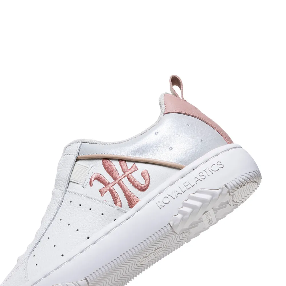 Women's Icon 2.0 White Pink Silver Logo Leather Sneakers 96543-018