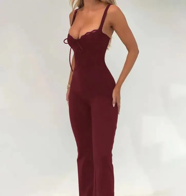 Women's Lace Chest Cup Sling Jumpsuit