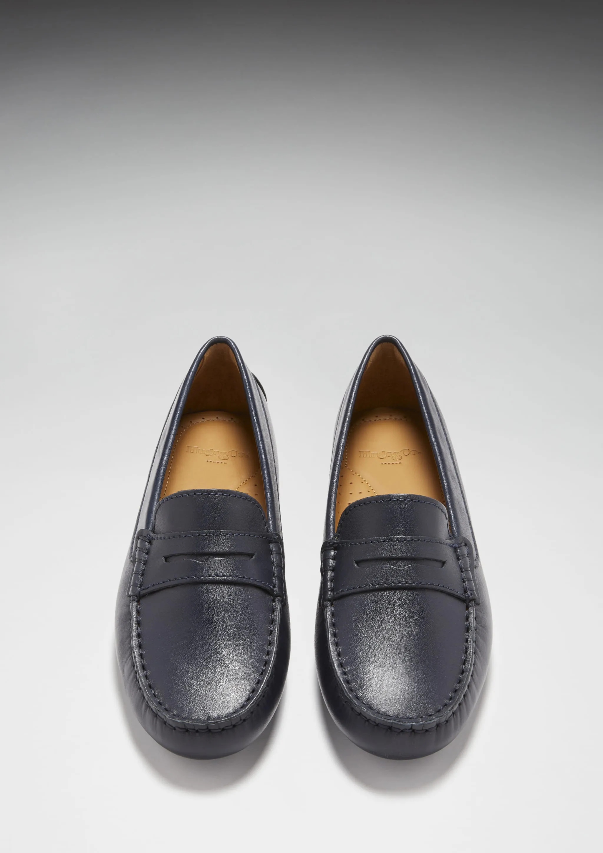 Women's Penny Driving Loafers, navy blue leather